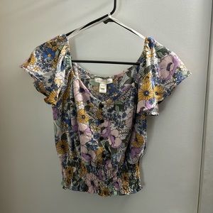 cropped floral blouse